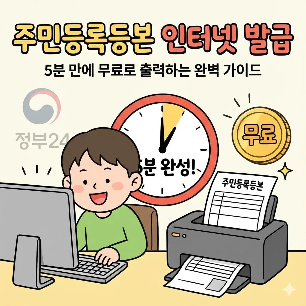 주민등록등본 인터넷 발급, 5분 만에 무료로 출력하는 완벽 가이드