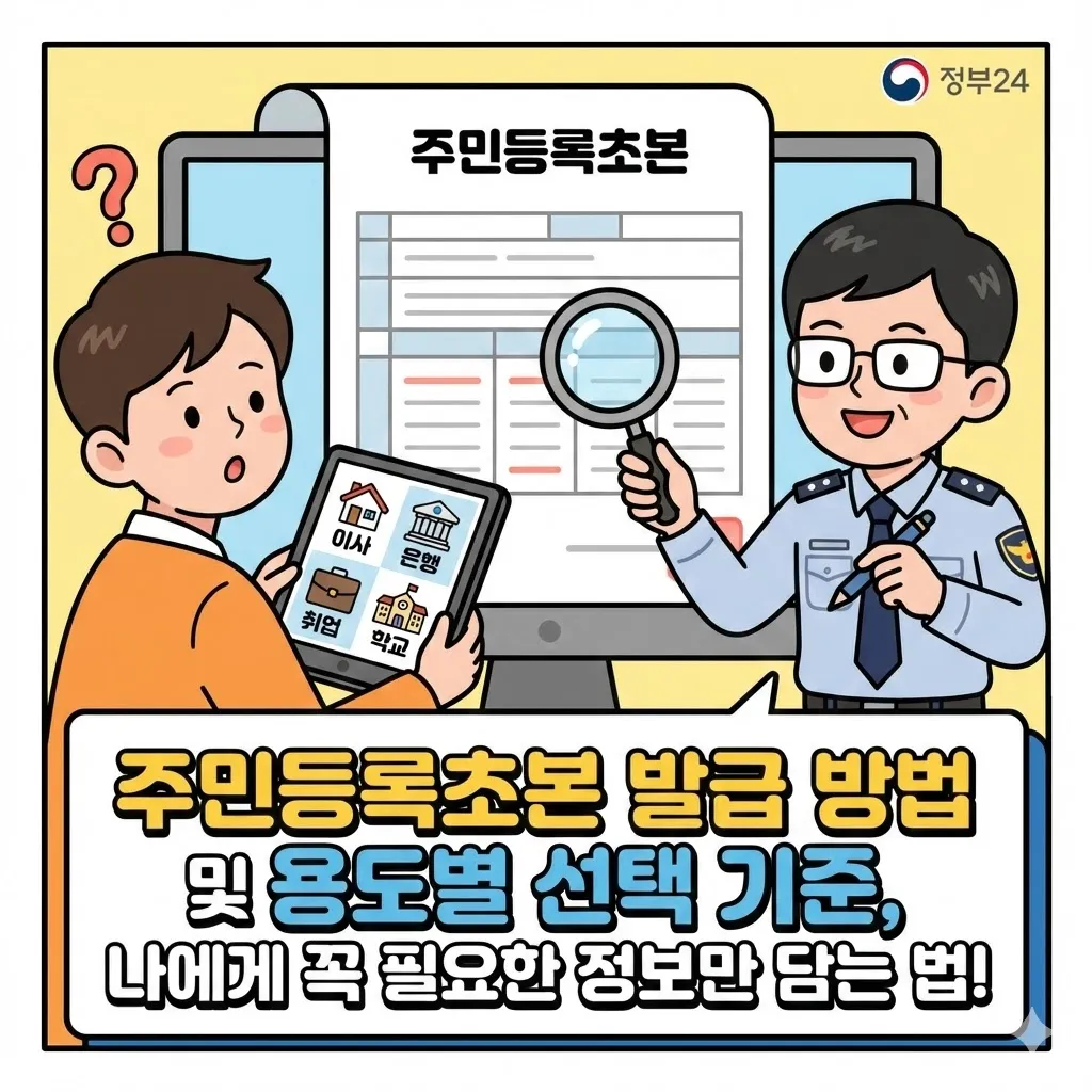 주민등록초본 발급 방법 및 용도별 선택 기준, 나에게 꼭 필요한 정보만 담는 법