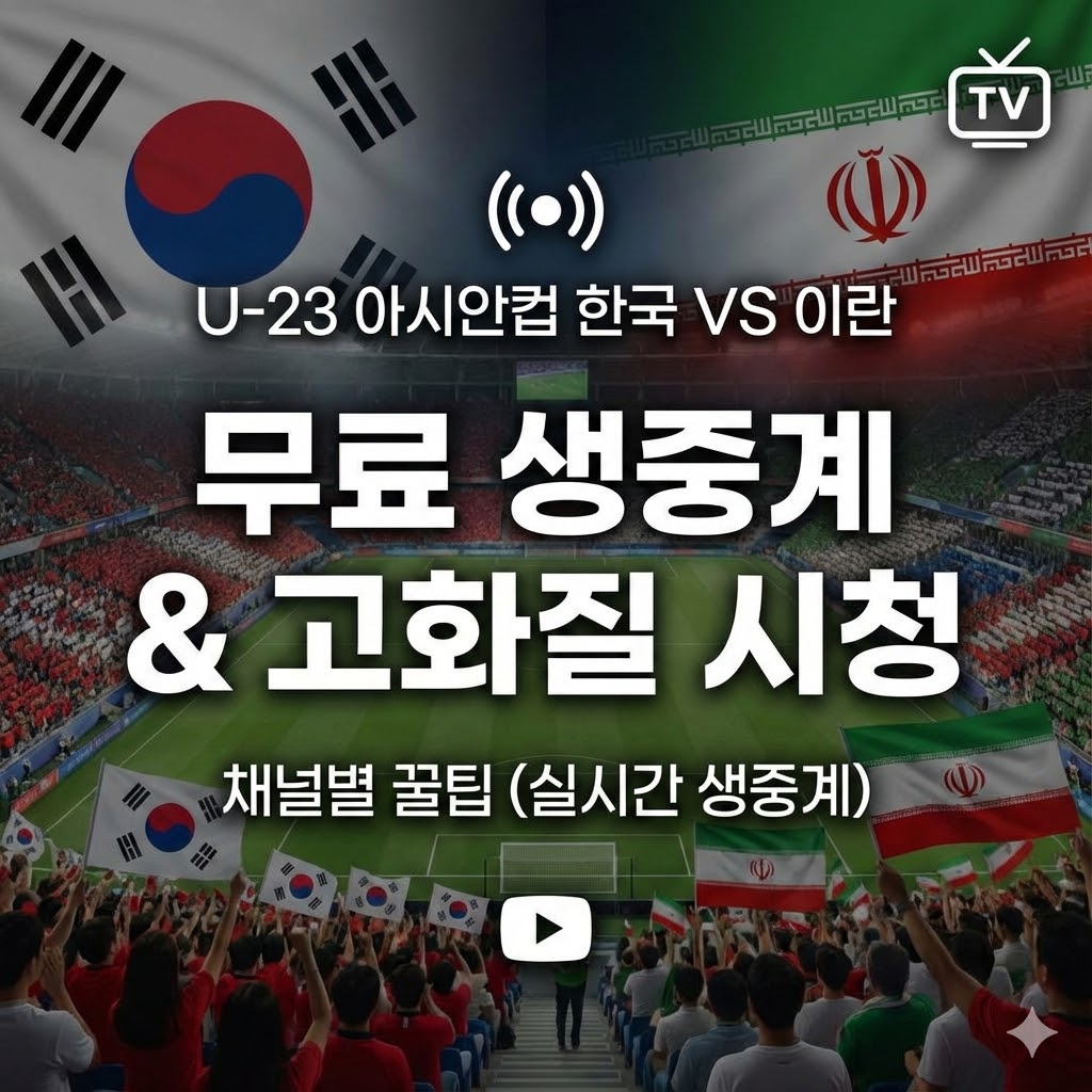 U-23 아시안컵 한국 대 이란 축구 무료 생중계, 무료 고화질 시청 및 채널별 꿀팁 (실시간 생중계)